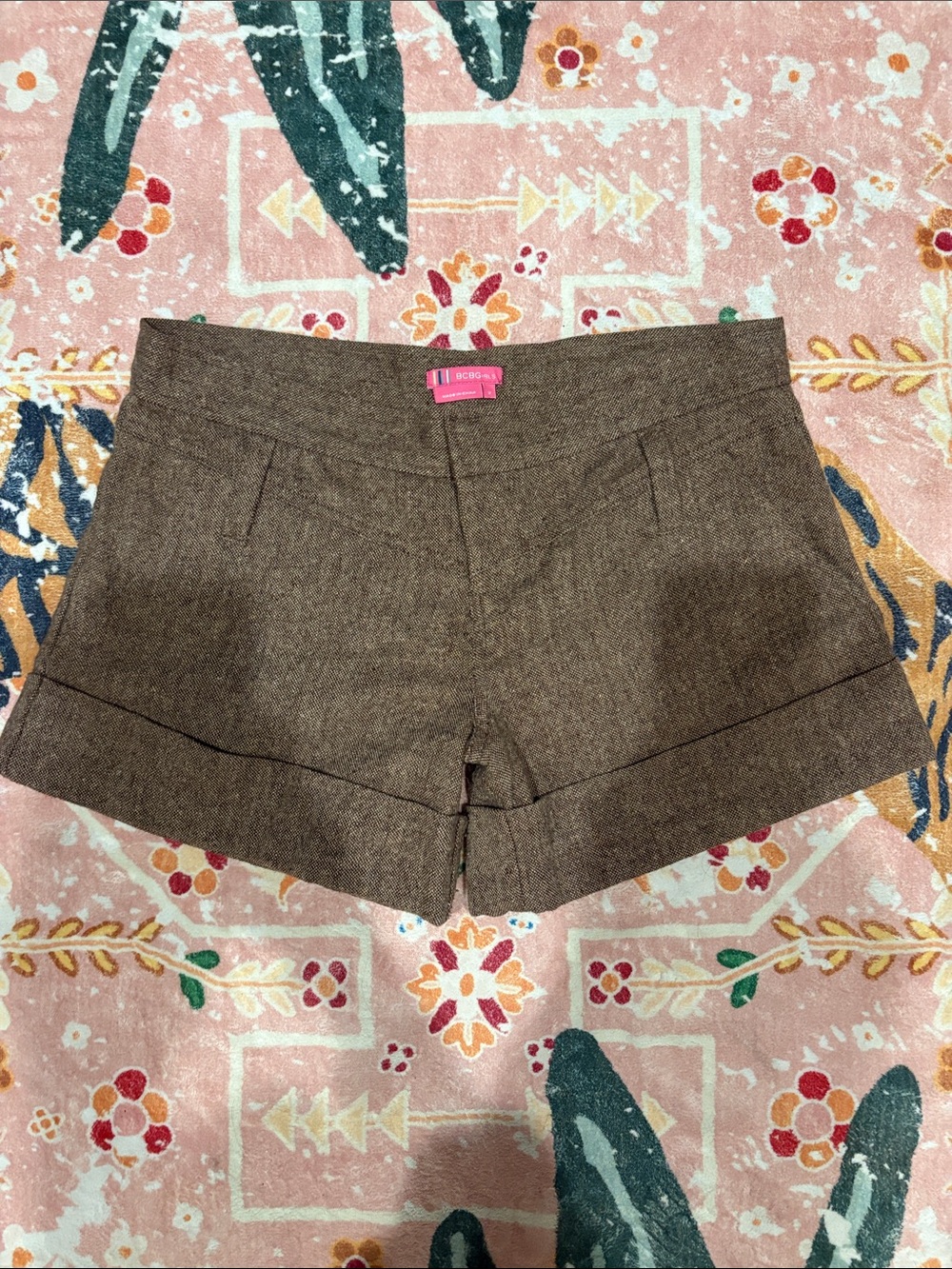 BCBGirls Brown Tweed Cuffed Jean-Style Shorts